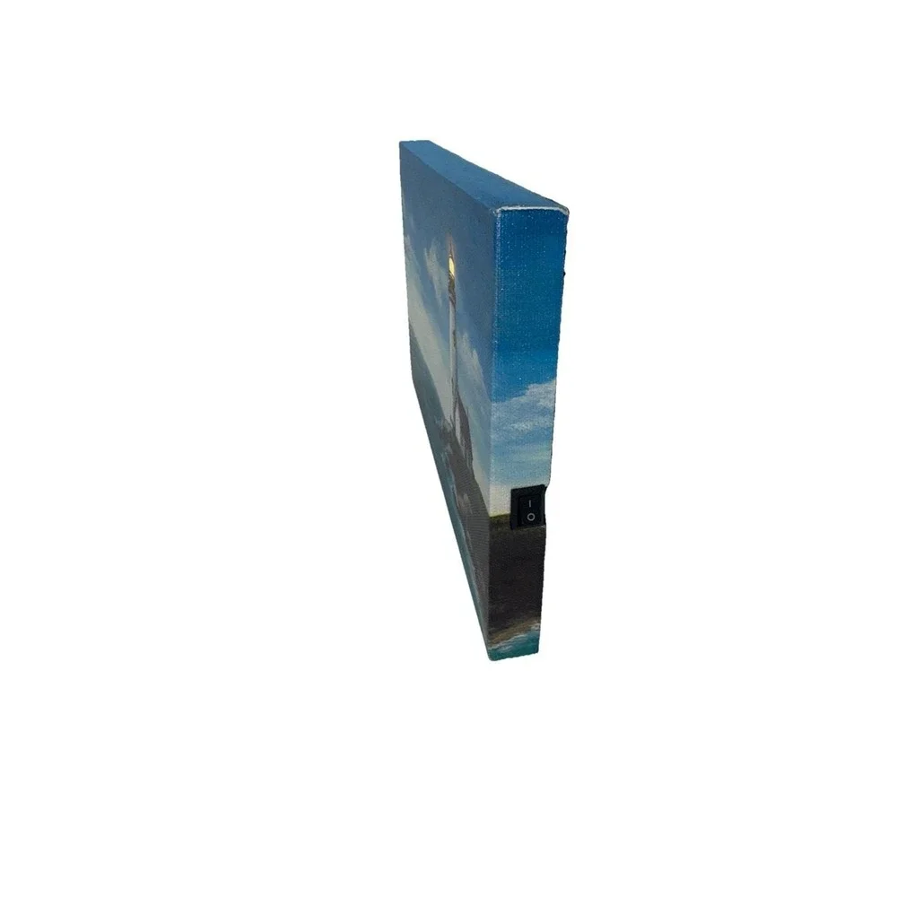 Light Up Lighthouse Canvas Wall Art – Battery Powered LED Nautical Decor